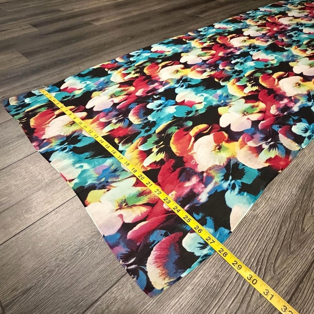 Calvin Klein Floral Pansy Chiffon Scarf Wrap Multi-Color OS Lightweight Boho - Picture 9 of 10